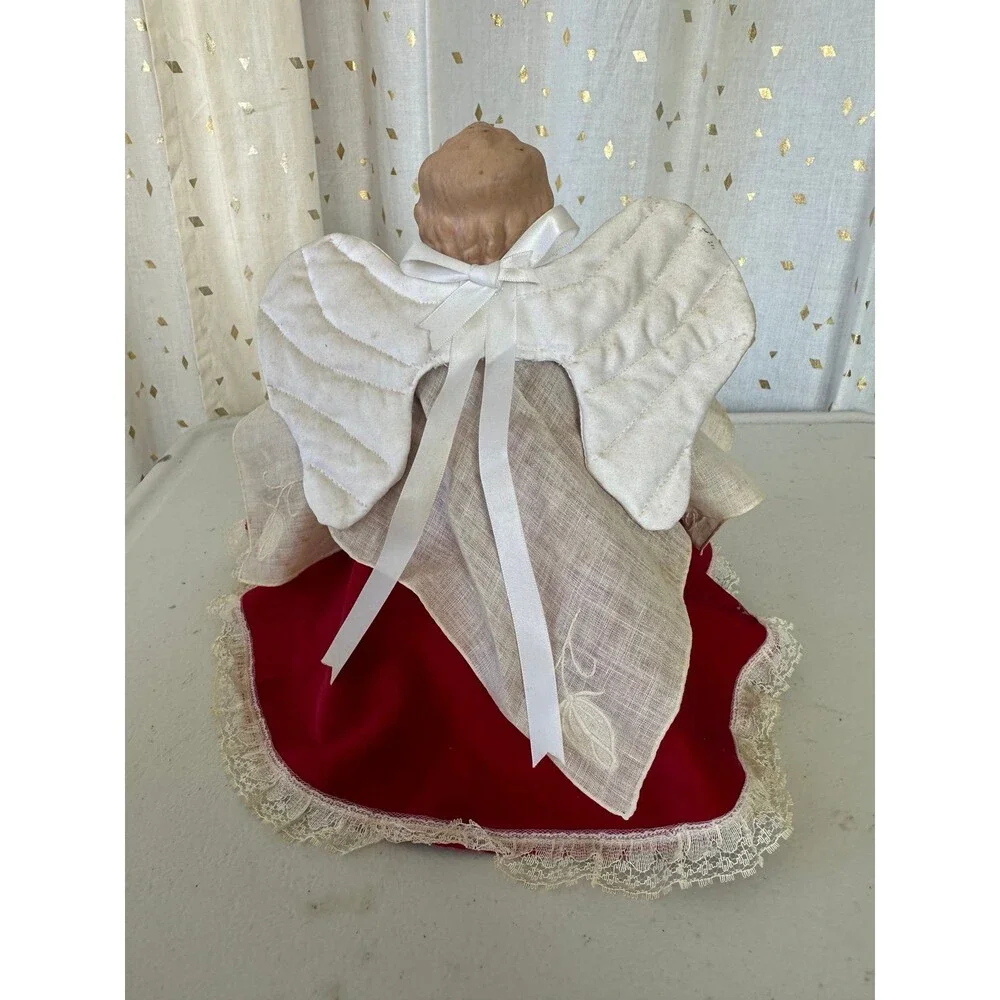 Vintage 1985 Handmade Handcrafted Christmas Angel Tree Topper June Stockton